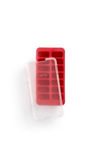 Lékué Παγοθήκη Για Παραλ/μα Παγάκια Με Καπάκι/Δισκάκι Κόκκινη