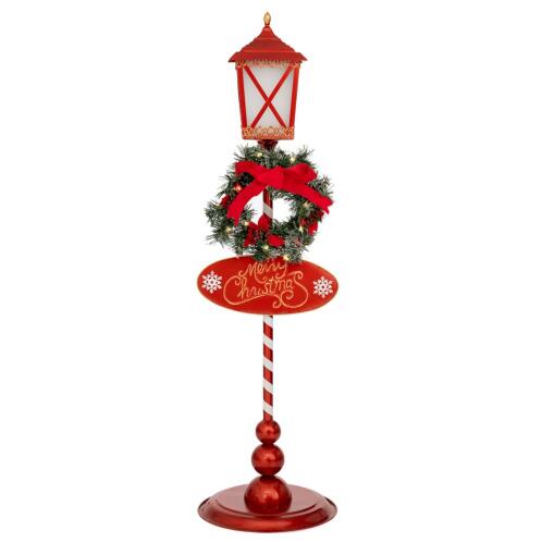ΚΟΚΚΙΝΟ ΜΕΤΑΛΛΙΚΟ ΦΑΝΑΡΙ MERRY CHRISTMAS 35X35X120EK