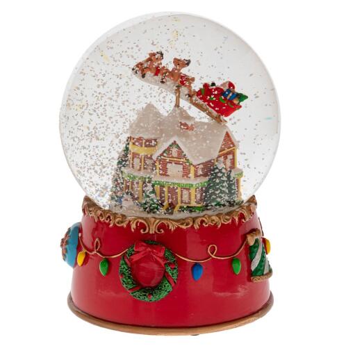 ΚΟΚΚΙΝΗ ΠΟΛΥΡΕΖΙΝ ΚΟΥΡΔΙΣΤΗ ΝΕΡΟΜΠΑΛΑ ΜΕ ΧΡΙΣΤΟΥΓΕΝΝΙΑΤΙΚΟ ΣΚΗΝΙΚΟ ΜΕ ΜΟΥΣΙΚΗ Φ13,5Χ16,5ΕΚ