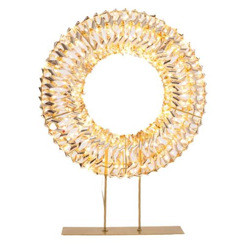 ΦΩΤΙΖΟΜΕΝΟΣ ΕΠΙΤΡΑΠΕΖΙΟΣ ΔΙΑΚΟΣΜΗΤΙΚΟΣ ΚΥΚΛΟΣ  ΣΕ ΧΡΥΣΗ ΒΑΣΗ 38Χ50Χ9ΕΚ ΜΕ 500 LED ΘΕΡΜΟ ΛΕΥΚΟ IP4