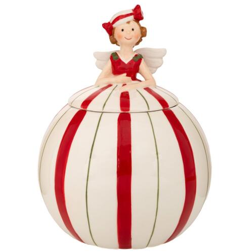 ΛΕΥΚΗ ΜΕ ΚΟΚΚΙΝΕΣ ΡΙΓΕΣ ΚΕΡΑΜΙΚΗ ΜΠΙΣΚΟΤΙΕΡΑ ΣΕ ΣΧΗΜΑ ΝΕΡΑΙΔΑΣ 16Χ15Χ20ΕΚ