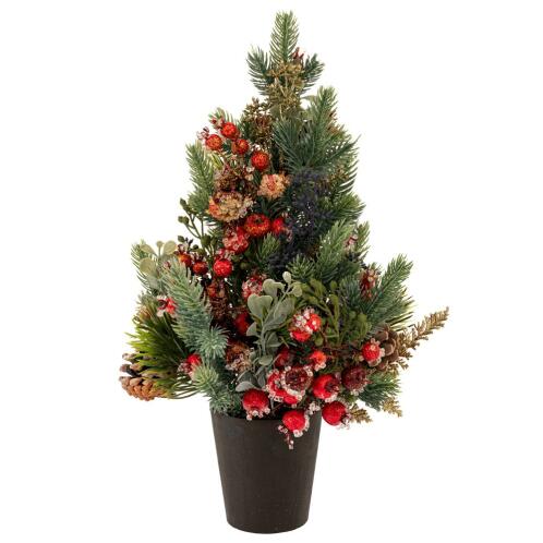 ΠΑΓΩΜΕΝΟ ΠΡΑΣΙΝΟ ΔΕΝΤΡΟ ME ΚΟΚΚΙΝΑ BERRIES ΚΑΙ  ΚΟΥΚΟΥΝΑΡΙΑ ΣΕ ΠΛΑΣΤΙΚΗ ΓΛΑΣΤΡΑ 43ΕΚ