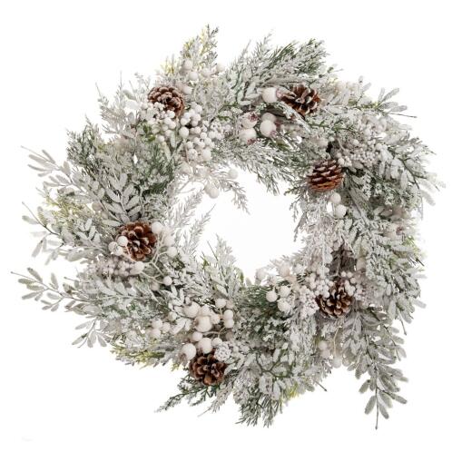 ΧΙΟΝΙΣΜΕΝΟ ΣΤΕΦΑΝΙ ΜΕ ΛΕΥΚΑ BERRIES ΚΑΙ ΚΟΥΚΟΥΝΑΡΙΑ 55ΕΚ