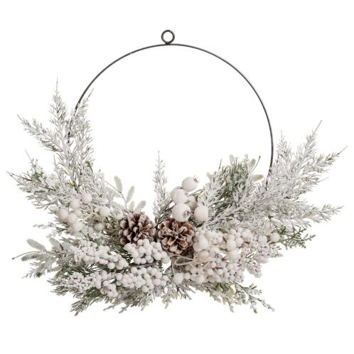 ΧΙΟΝΙΣΜΕΝΟ ΣΤΕΦΑΝΙ ΜΕ ΛΕΥΚΑ BERRIES ΚΑΙ ΚΟΥΚΟΥΝΑΡΙΑ 30ΕΚ