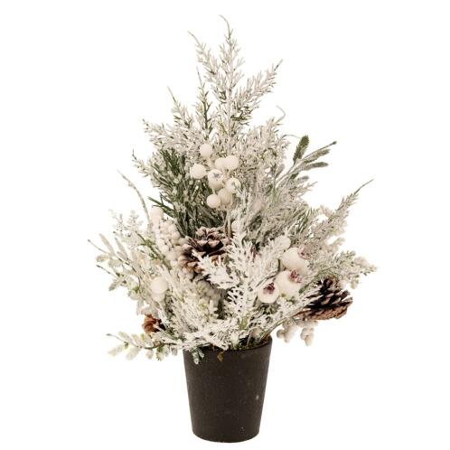 ΧΙΟΝΙΣΜΕΝΟ ΔΕΝΤΡΟ ME ΛΕΥΚΑ BERRIES ΚΑΙ  ΚΟΥΚΟΥΝΑΡΙΑ ΣΕ ΠΛΑΣΤΙΚΗ ΓΛΑΣΤΡΑ 43ΕΚ