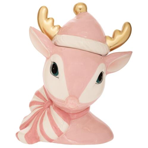 ΡΟΖ ΚΕΡΑΜΙΚΗ ΜΠΙΣΚΟΤΙΕΡΑ ΣΕ ΣΧΗΜΑ ΚΕΦΑΛΙ ΕΛΑΦΙΟΥ ΜΕ ΧΡΥΣΑ ΚΕΡΑΤΑ 20Χ14,5Χ23,5ΕΚ