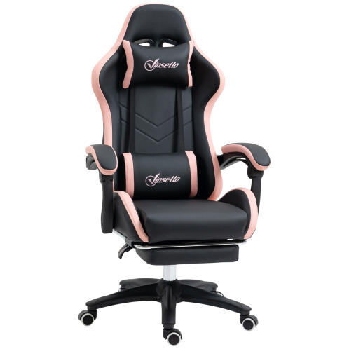 Vinsetto Καρέκλα gaming Pink and Black με ρυθμιζόμενο ύψος και ανακλινόμενη πλάτη, 65x65x121-129 cm 921-618V00BK