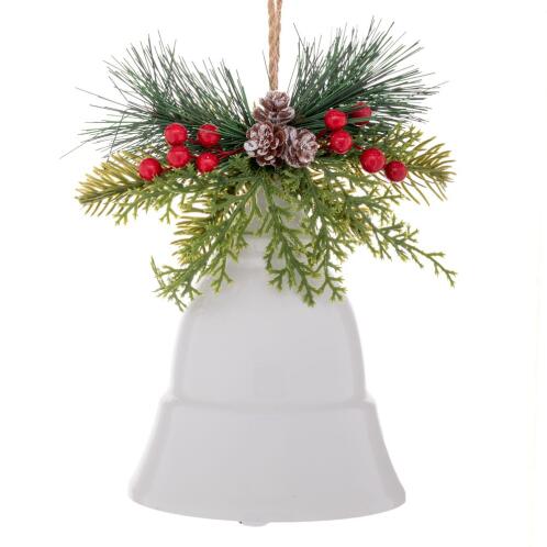 A.I. Decoration 94026 Καμπάνα Κρεμαστή Στολισμένη Μεταλλική 25x25x28cm Λευκή