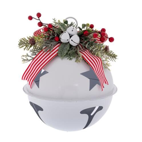 A.I. Decoration 94034 Κουδούνα Κρεμαστή Στολισμένη 26,5Χ26,5Χ33εκ. Λευκή