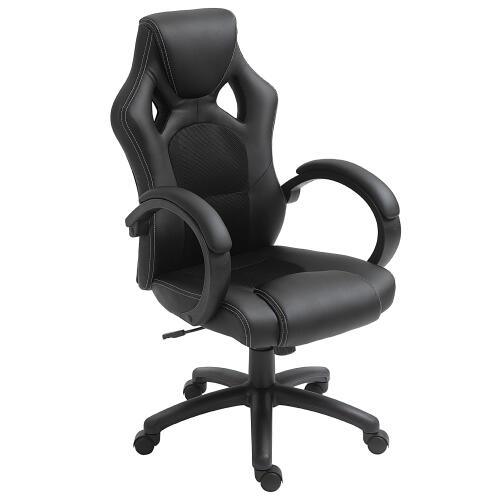 HomCom Καρέκλα γραφείου Gaming Style, Μαύρη A2-0089