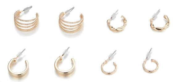 ROXXANI σετ σκουλαρίκια κρίκοι AIE066 4 σχέδια χρυσό