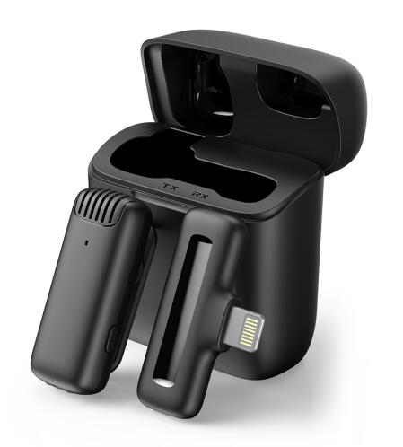 APEXEL ασύρματο μικρόφωνο APL-MIC013 με θήκη φόρτισης Lightning 2.4GHz μαύρο