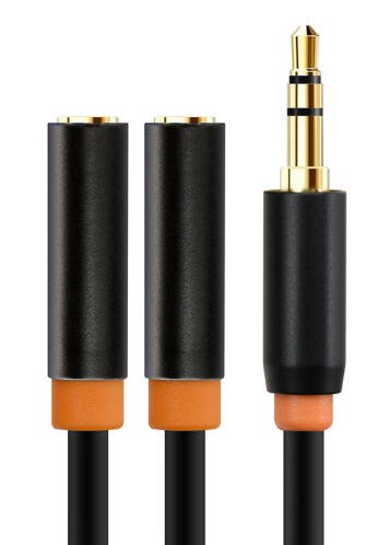 CABLETIME καλώδιο ήχου 3.5mm σε 2x 3.5mm CT-AV309-P12G 20cm μαύρο