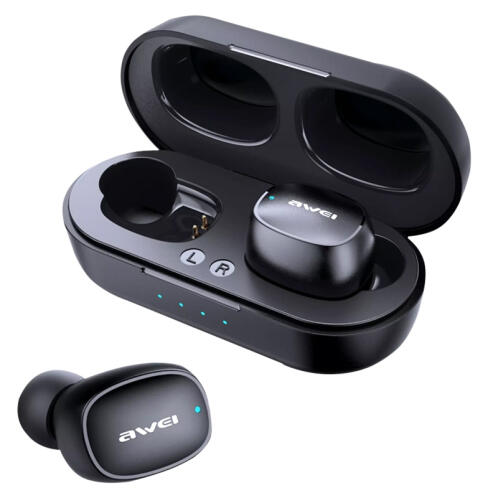 AWEI earphones με θήκη φόρτισης T13 True Wireless μαύρα