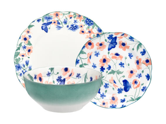 Casa Domani Σερβιτσιο 12 Τεμαχίων Πράσινο Dolce Vita Scallop Rim Σε Συσκευασία Δώρου- Πορσελάνη