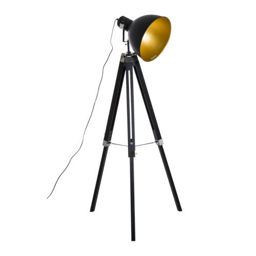 HOMCOM  Μεταλλικό Τρίποδο Φωτιστικό Δαπέδου 40 W με Ρυθμιζόμενο Ύψος B31-036GD