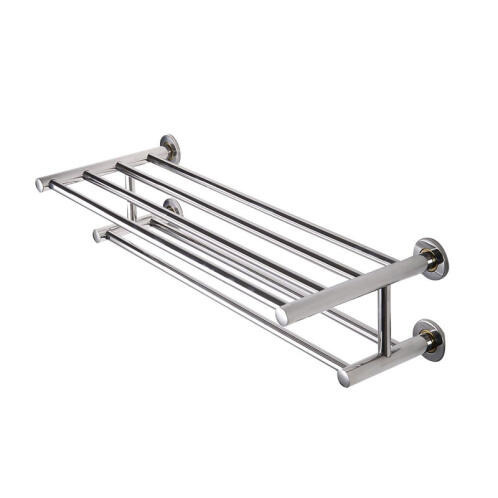 Costway Επιτοίχια Μεταλλική Πετσετοκρεμάστρα Μπάνιου με 2 Ράγες και 1 Ράφι 60 x 22 x 15 cm Costway BA7596