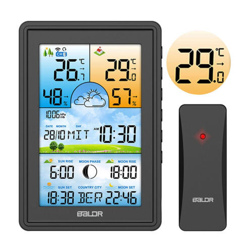 Baldr Ασύρματος Επιτραπέζιος Μετεωρολογικός Σταθμός με LCD Οθόνη BD-906-Black