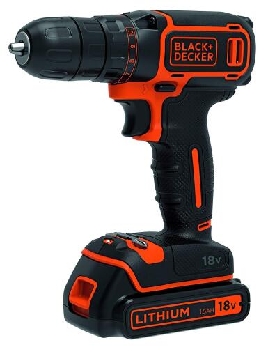 Black+Decker Δραπανοκατσάβιδο 18V με μπαταρία και φορτιστή 400mAh