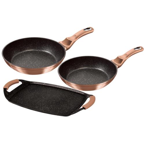 Berlinger Haus Σετ 2 Αντικολλητικά Τηγάνια και Πλάκα Ψησίματος BH-1669