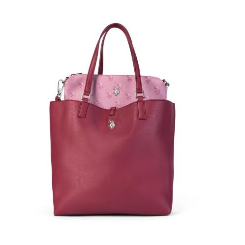US Polo Assn. Τσάντα χειρός διπλής όψεως 33x31x13cm σειρά Malibu Mulberry