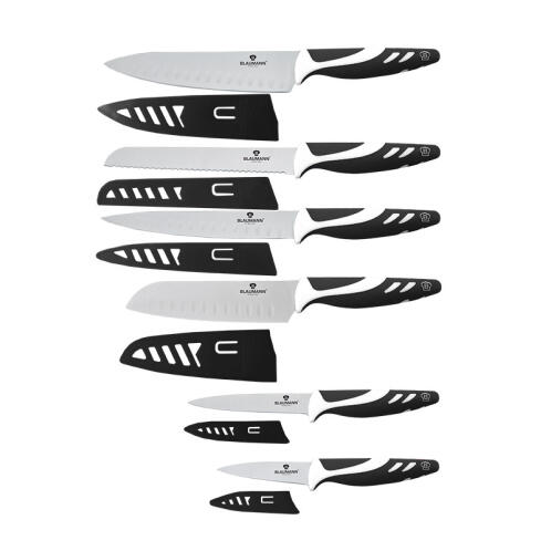 Σετ Μαχαίρια 12 τμχ από Ανοξείδωτο Ατσάλι με Προστατευτικό Κάλυμμα Χρώματος Μαύρο Blaumann BL-5023