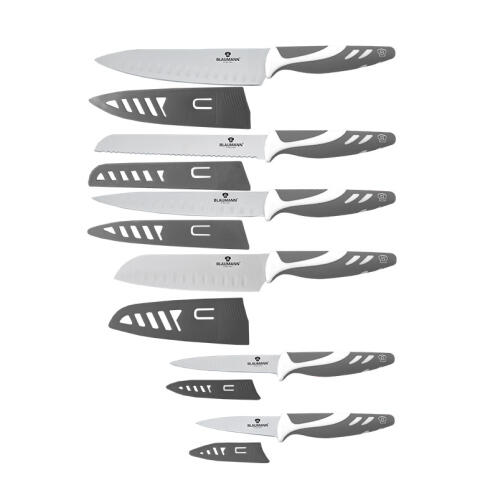 Σετ Μαχαίρια 12 τμχ από Ανοξείδωτο Ατσάλι με Προστατευτικό Κάλυμμα Χρώματος Γκρι Blaumann BL-5024