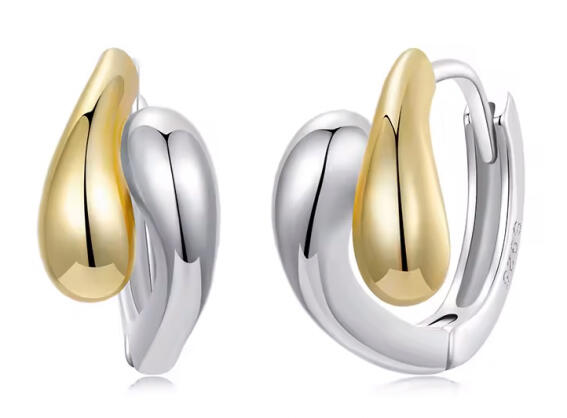 BAMOER σκουλαρίκια κρίκοι BSE1139 ασήμι 925 χρυσό/ασημί