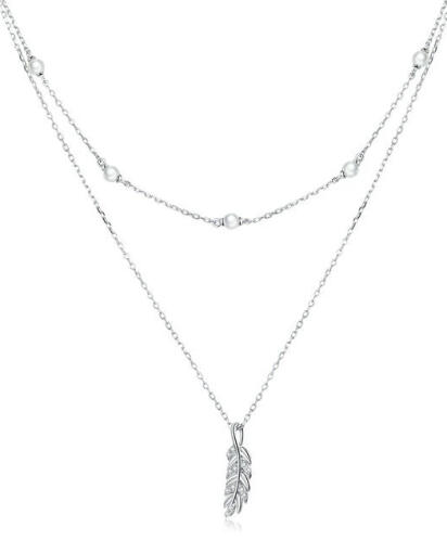 Bamoer Κολιέ Δυο Σειρών με Πέρλες 925 Ασημί BSN208