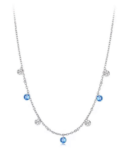 BAMOER κολιέ BSN428 με κυβική ζιρκόνια ασήμι 925 ασημί/μπλε