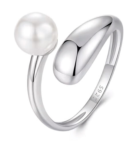 BAMOER δαχτυλίδι BSR662-E με πέρλα ανοιγόμενο ασήμι 925 ασημί
