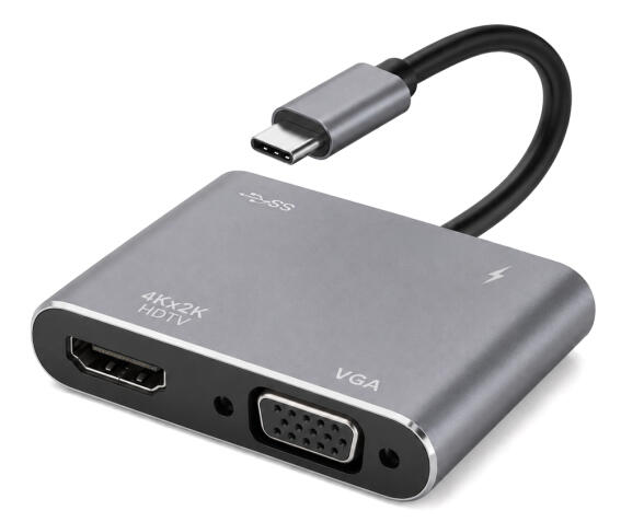 POWERTECH docking station CAB-UC101 4 θυρών USB-C 4K 100W γκρι