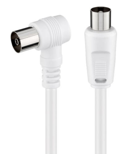 POWERTECH καλώδιο κεραίας RF αρσενικό - RF θηλυκό CAB-V040 γωνιακό λευκό 1.5m