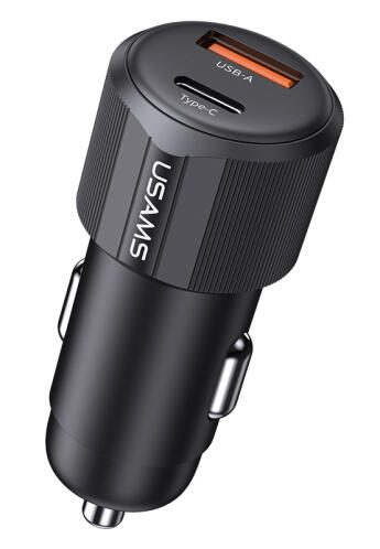 USAMS φορτιστής αυτοκινήτου CC283 USB & USB-C 60W μαύρος