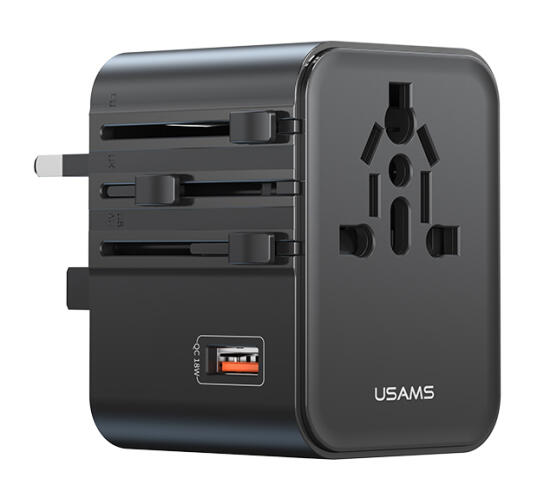 USAMS φορτιστής/αντάπτορας πρίζας CC309 USB & 2x USB-C universal 25W μαύρος