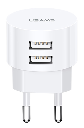 USAMS φορτιστής τοίχου T20 2x USB 2.1A λευκός