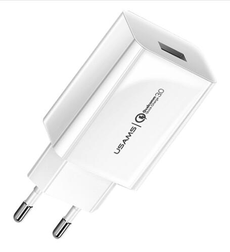 USAMS φορτιστής τοίχου T22 1x USB QC3.0 18W 3A λευκός