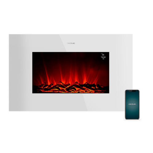 Ηλεκτρικό Τζάκι Τοίχου με WiFi και Τηλεχειριστήριο 35 Cecotec Ready Warm 3590 Curved Flames Connected CEC-05829