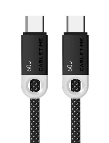 CABLETIME καλώδιο USB-C CT-CM60-PBW 60W PD 480Mbps 1m μαύρο
