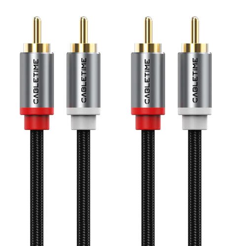 CABLETIME καλώδιο ήχου 2x RCA σε 2x RCA CT-RCA 5m μαύρο