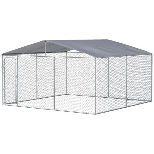 PawHut Metal Dog Kennel με υφασμάτινο κουβούκλιο Oxford και πόρτα με κλειδαριά, 400x230x232 cm D02-049V04SR