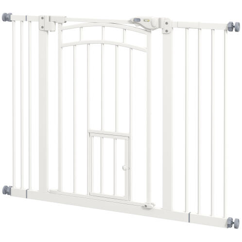 PawHut D06-212V01WT Dog Gate για Μικρά και Μεσαία Μεγέθη 74-100x76cm Λευκό