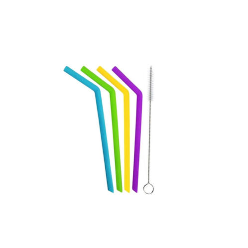 Σετ Επαναχρησιμοποιούμενα Καλαμάκια από Σιλικόνη 4 τμχ και Βουρτσάκι Καθαρισμού SPM DB3986