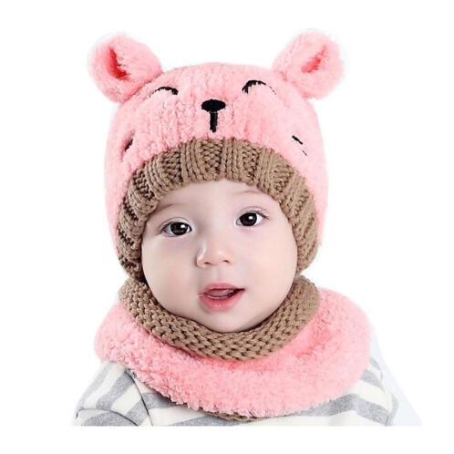 Παιδικό Σετ Σκούφος και Κασκόλ Χρώματος Ροζ SPM DB6615