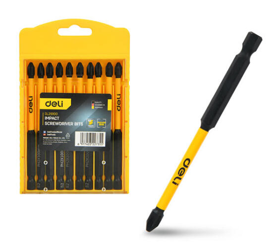 DELI σετ μύτες κατσαβιδιού DL251100 για δραπανοκατσάβιδο σταυρωτές PH2x100mm 10τμχ