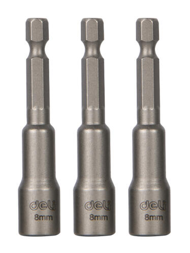 DELI σετ καρυδάκια DL4808T για δραπανοκατσάβιδο μαγνητικά 8mm εξάγωνα 3τμχ