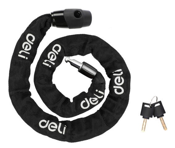 DELI κλειδαριά ποδηλάτου με κλειδί DL508021 Φ4mm 1m μαύρη