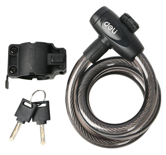 DELI κλειδαριά ποδηλάτου με κλειδί DL508062 Φ12mm 1m μαύρη