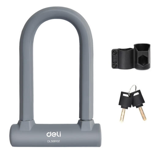 DELI κλειδαριά πέταλο ποδηλάτου με κλειδί DL508102 126x196mm γκρι