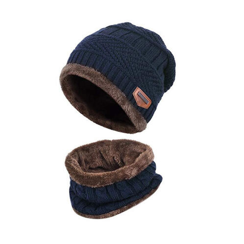 Σετ Σκούφος και Κασκόλ Χρώματος Navy SPM DYN-MenHatScarf-NAVY